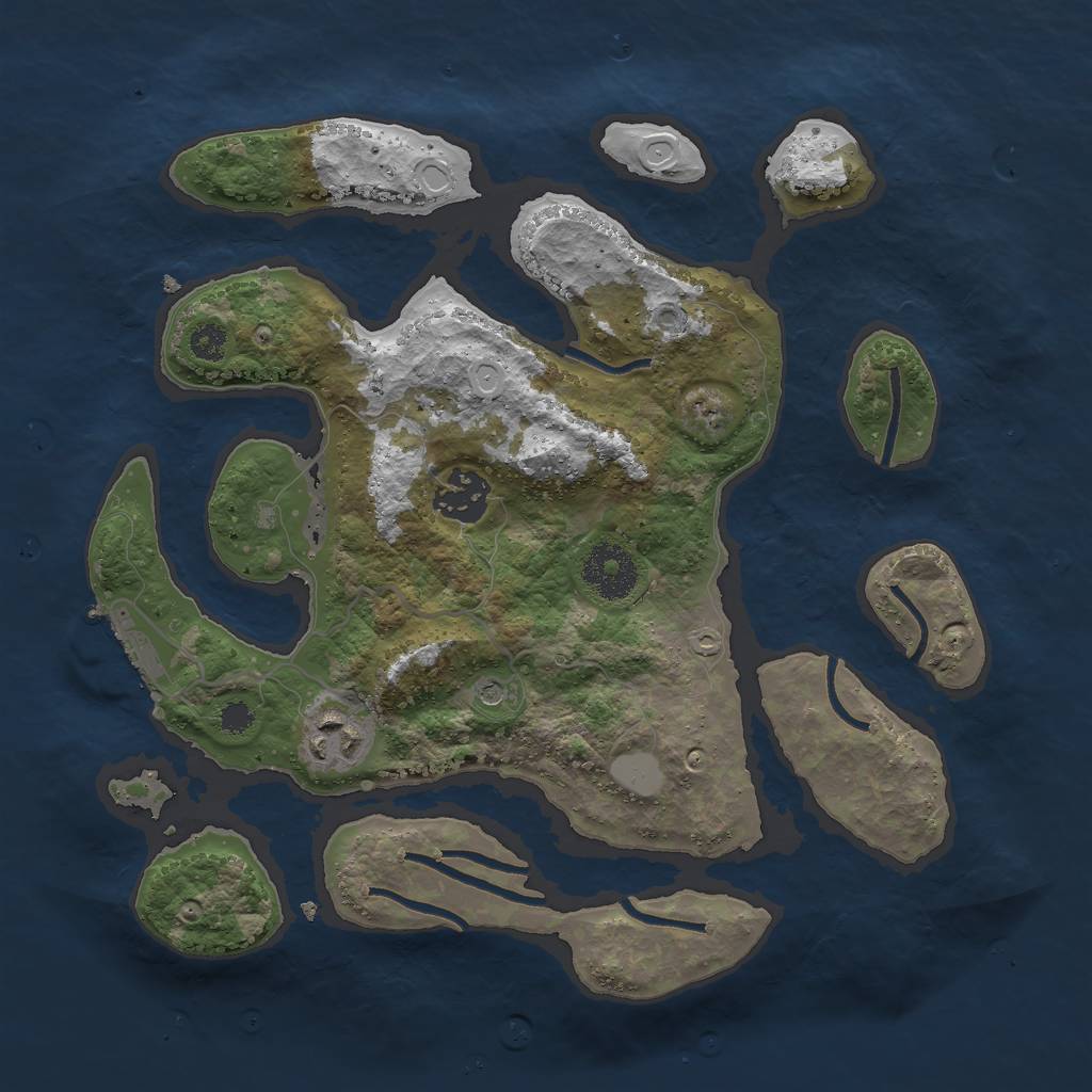 Rust Map: Procedural Map, Size: 3000, Seed: 585232254, 9 Monuments