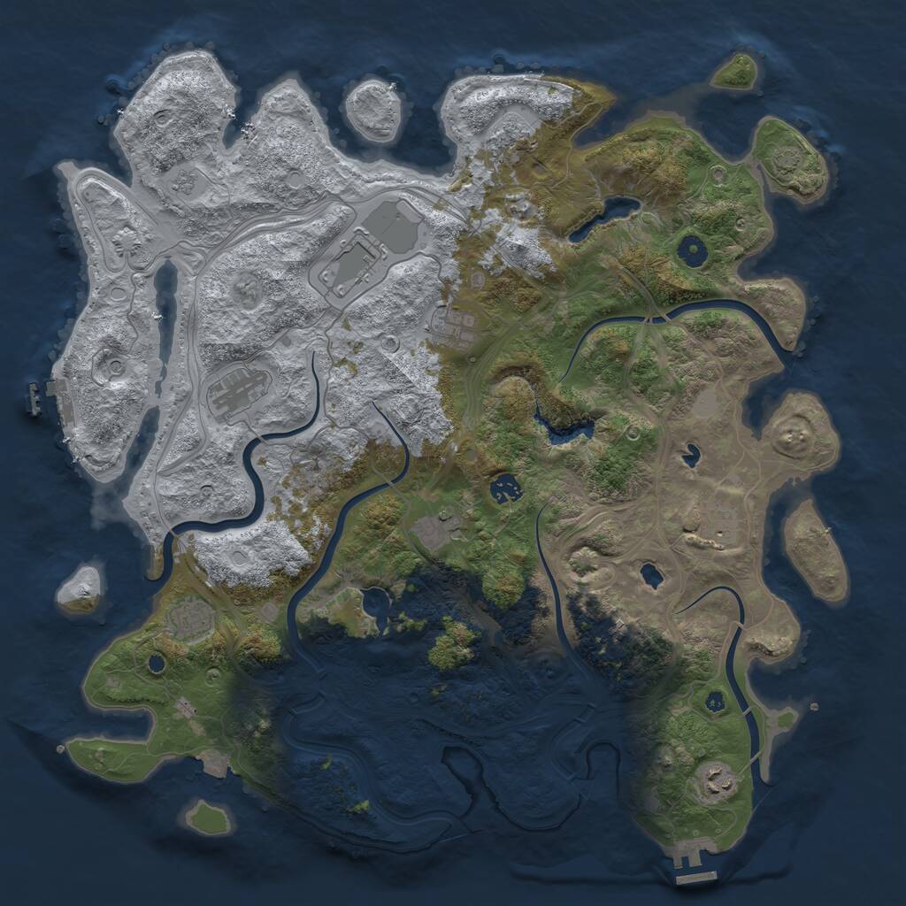 Rust Map: Procedural Map, Size: 4500, Seed: 5469, 16 Monuments