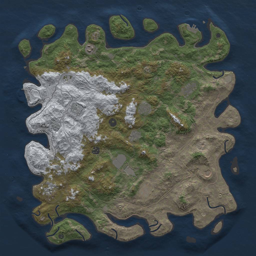 Rust Map: Procedural Map, Size: 4750, Seed: 383947282, 20 Monuments