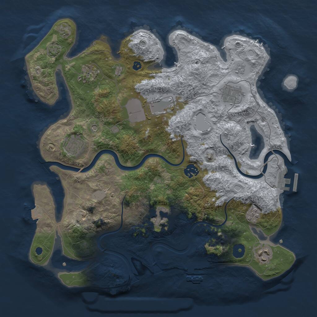 Rust Map: Procedural Map, Size: 3500, Seed: 4032, 14 Monuments