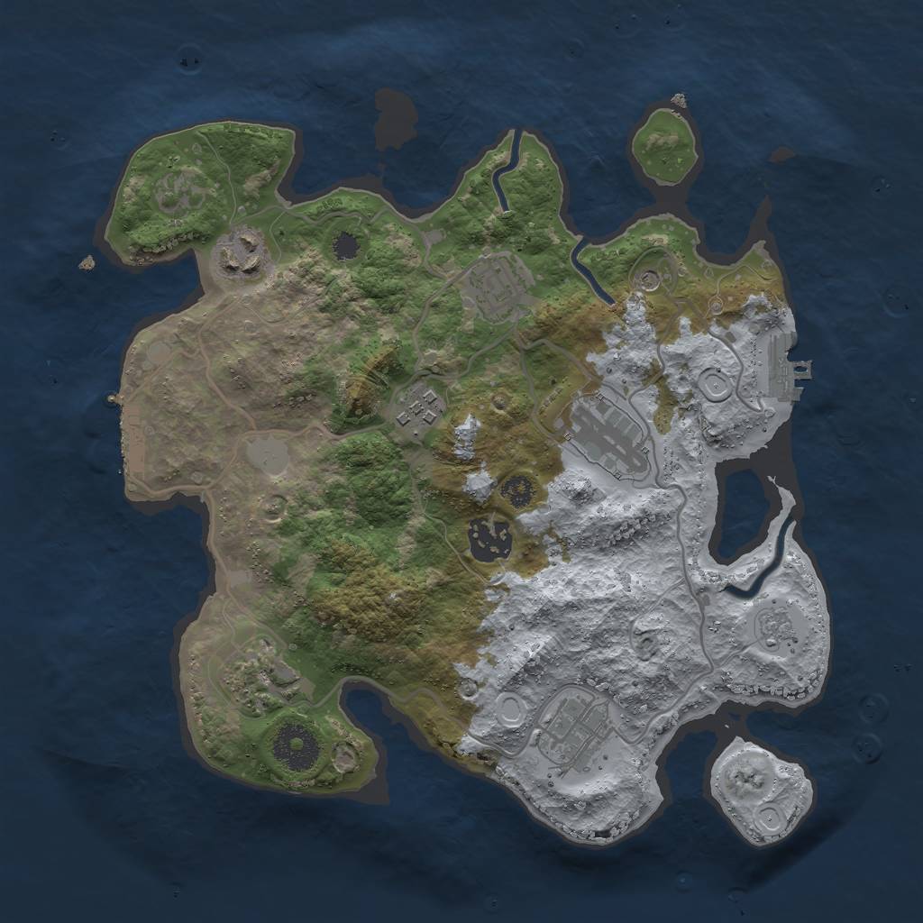 Rust Map: Procedural Map, Size: 3000, Seed: 55438, 14 Monuments