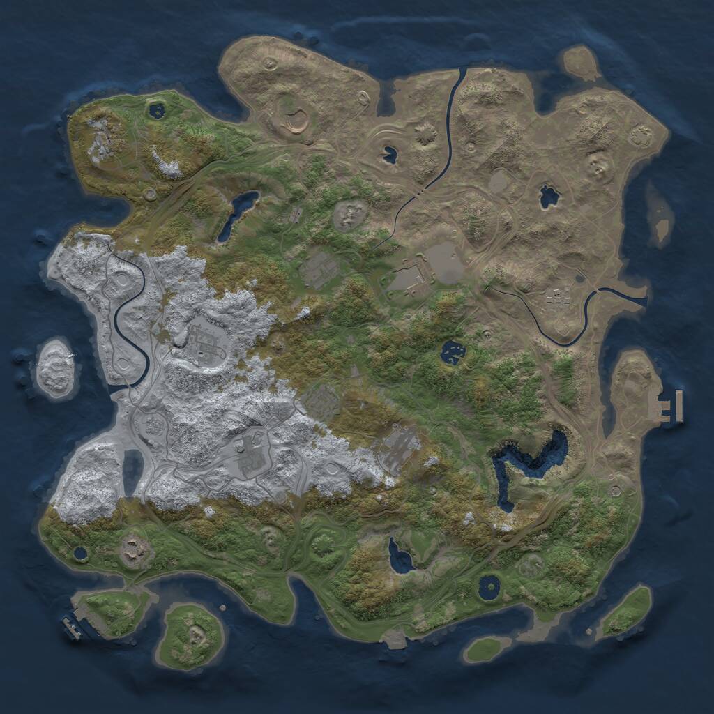 Rust Map: Procedural Map, Size: 4500, Seed: 969913871, 17 Monuments