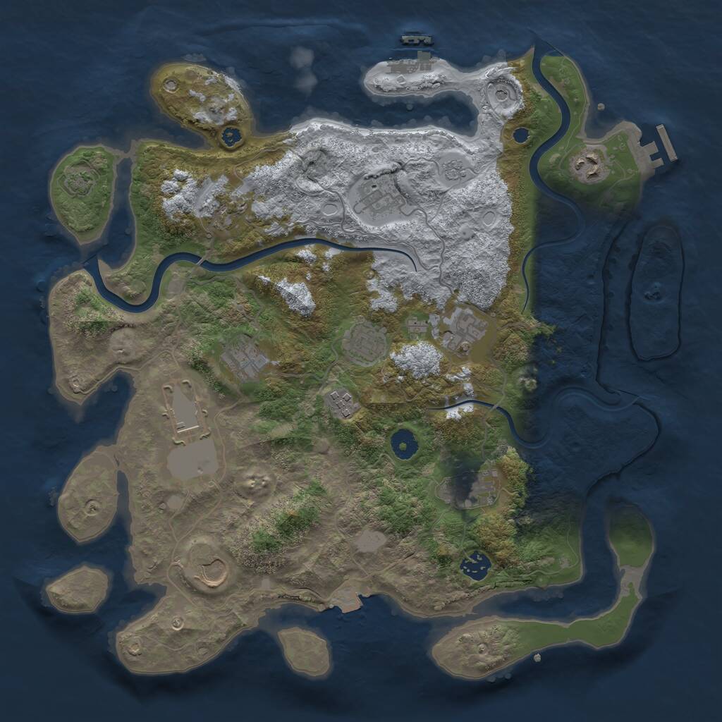 Rust Map: Procedural Map, Size: 3850, Seed: 387120599, 17 Monuments