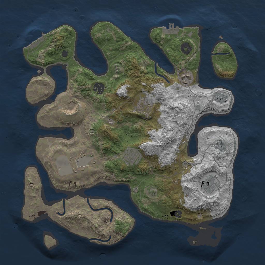 Rust Map: Procedural Map, Size: 3500, Seed: 9516162, 19 Monuments