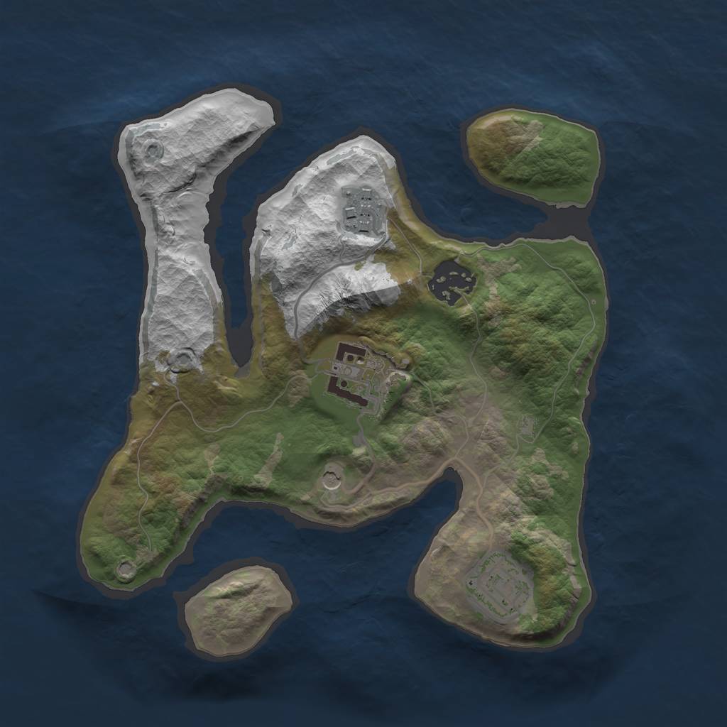 Rust Map: Barren, Size: 2500, Seed: 141851, 7 Monuments