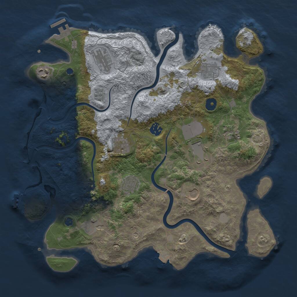 Rust Map: Procedural Map, Size: 3700, Seed: 1228462883, 16 Monuments