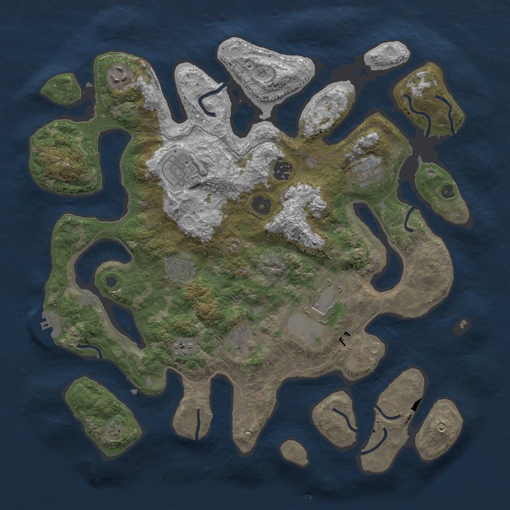 Rust Map: Procedural Map, Size: 4000, Seed: 506050, 18 Monuments