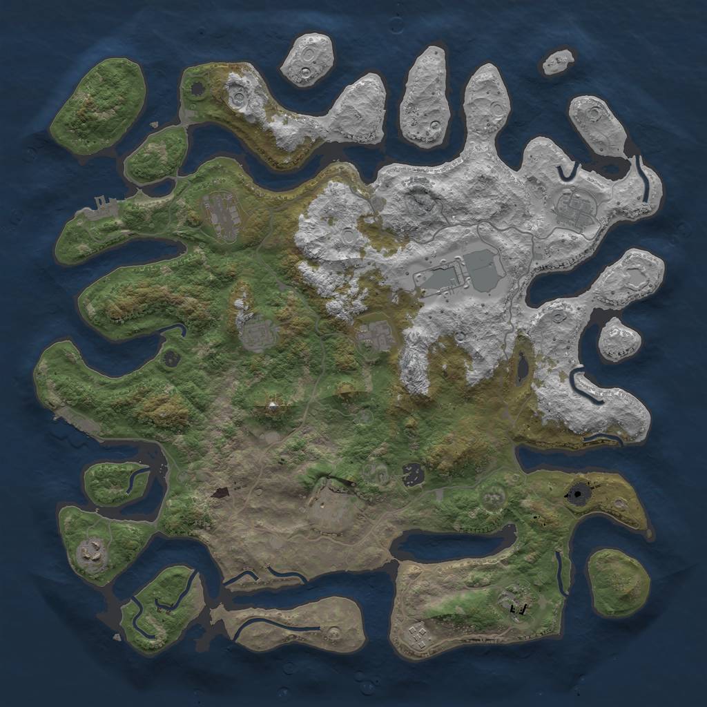 Rust Map: Procedural Map, Size: 4500, Seed: 898676, 18 Monuments
