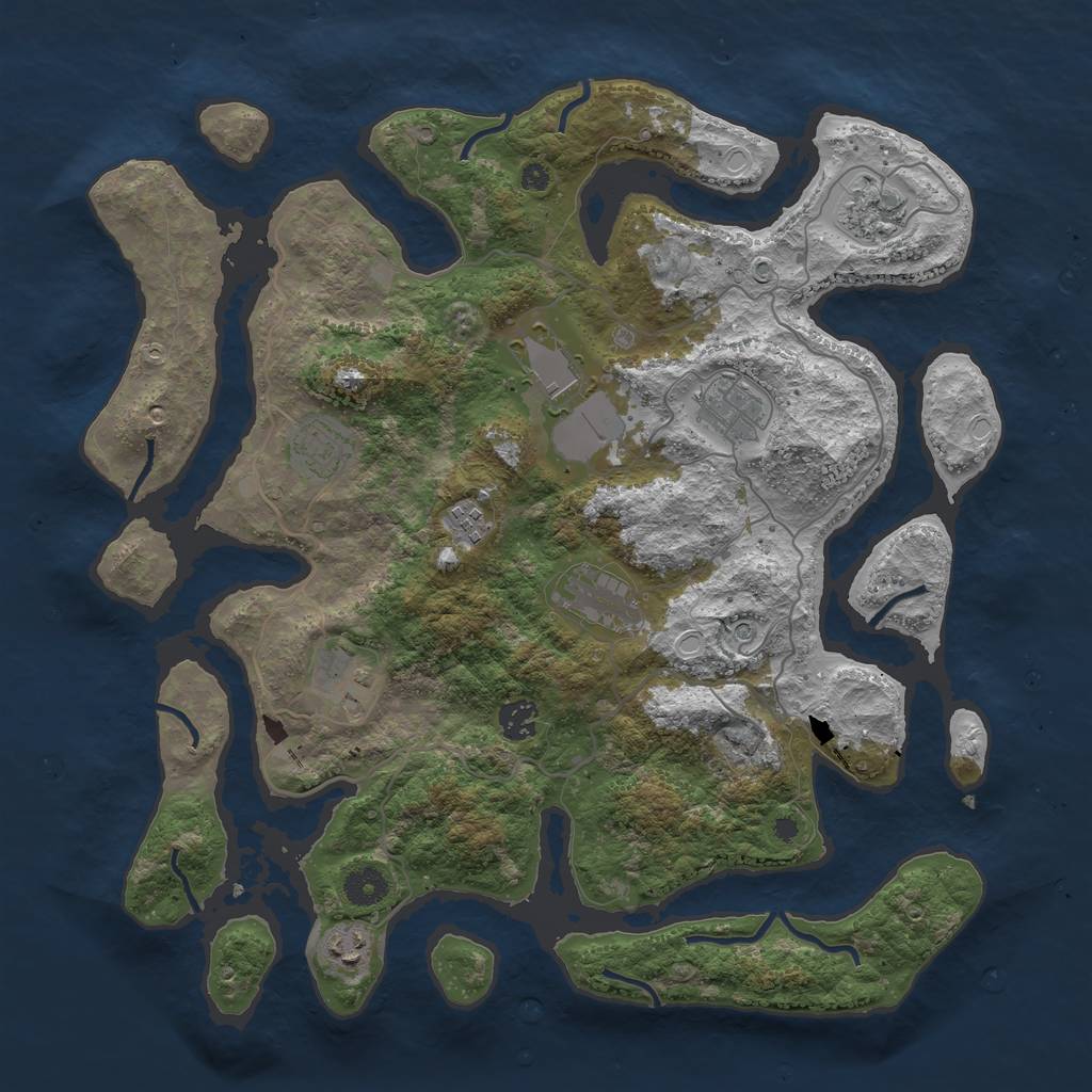 Rust Map: Procedural Map, Size: 4000, Seed: 213435345, 15 Monuments