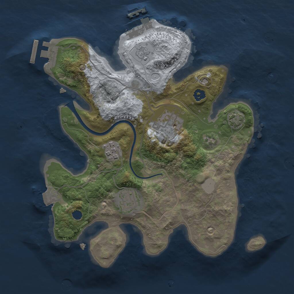 Rust Map: Procedural Map, Size: 2500, Seed: 5551, 8 Monuments
