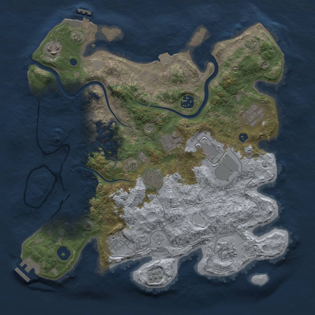 Rust Map: Procedural Map, Size: 3501, Seed: 17281, 15 Monuments