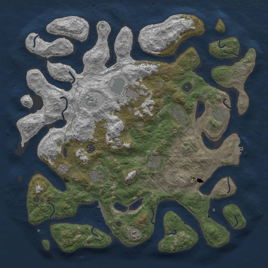 Rust Map: Procedural Map, Size: 4500, Seed: 1908023309, 20 Monuments