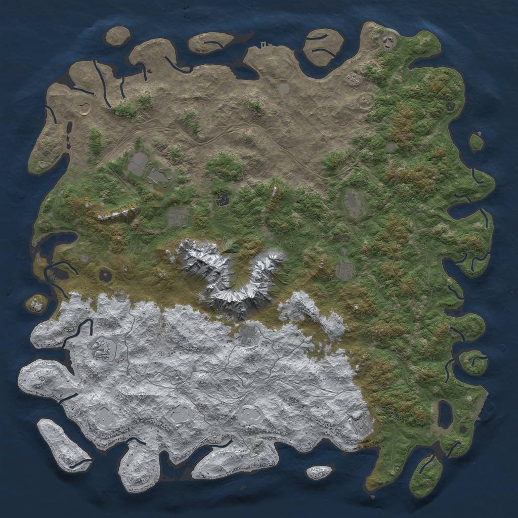 Rust Map: Procedural Map, Size: 6000, Seed: 6502018, 20 Monuments