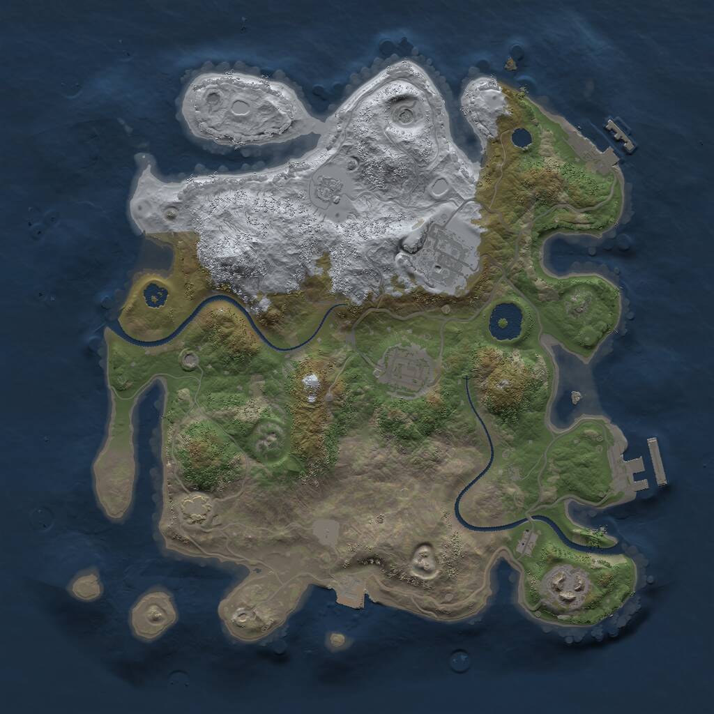 Rust Map: Procedural Map, Size: 3000, Seed: 529253, 9 Monuments