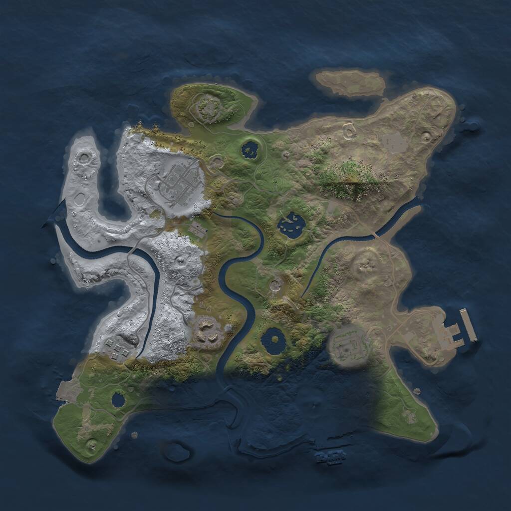 Rust Map: Procedural Map, Size: 3000, Seed: 702450714, 10 Monuments