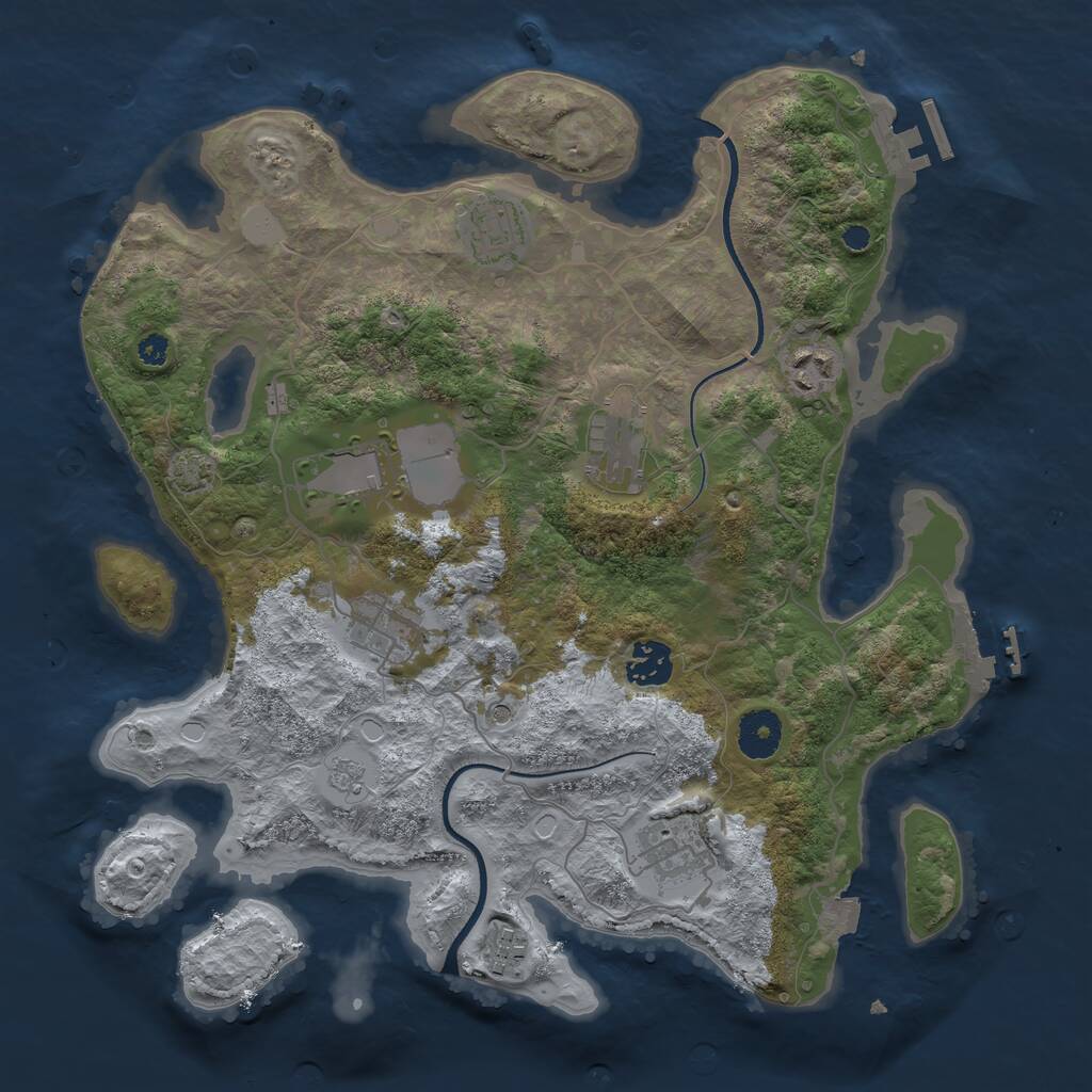 Rust Map: Procedural Map, Size: 3500, Seed: 42665, 14 Monuments