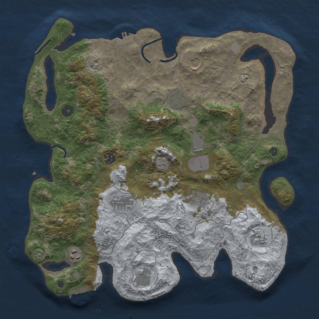 Rust Map: Procedural Map, Size: 4000, Seed: 90121, 19 Monuments