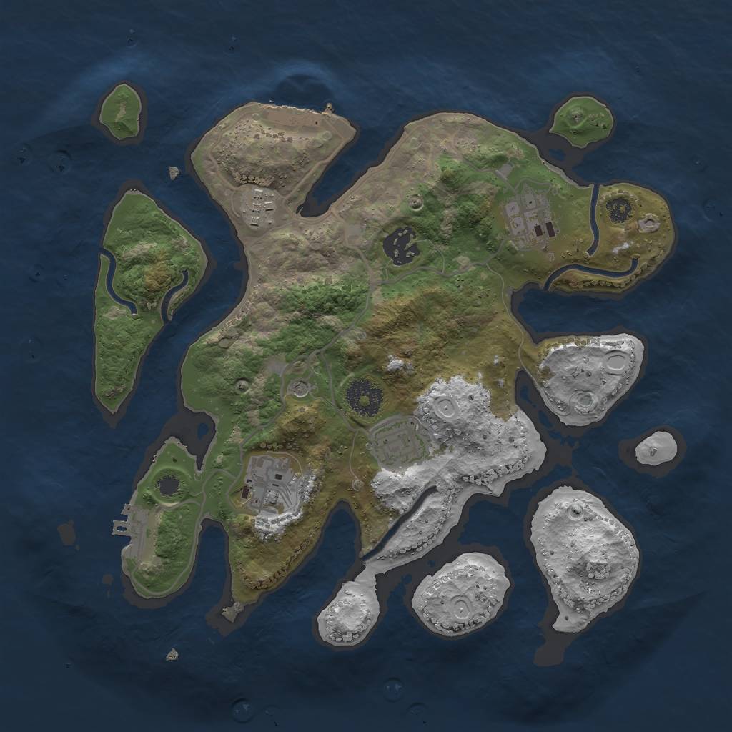 Rust Map: Procedural Map, Size: 3000, Seed: 864519, 16 Monuments