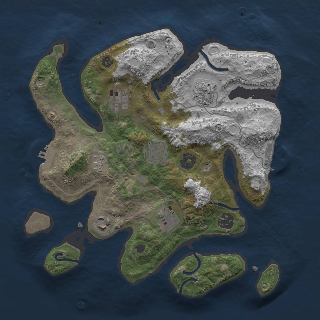 Rust Map: Procedural Map, Size: 3000, Seed: 839882, 18 Monuments