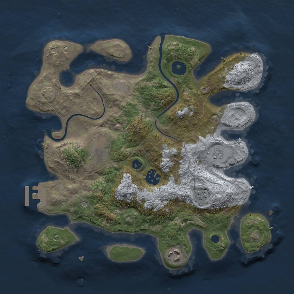 Rust Map: Procedural Map, Size: 3000, Seed: 251303, 9 Monuments