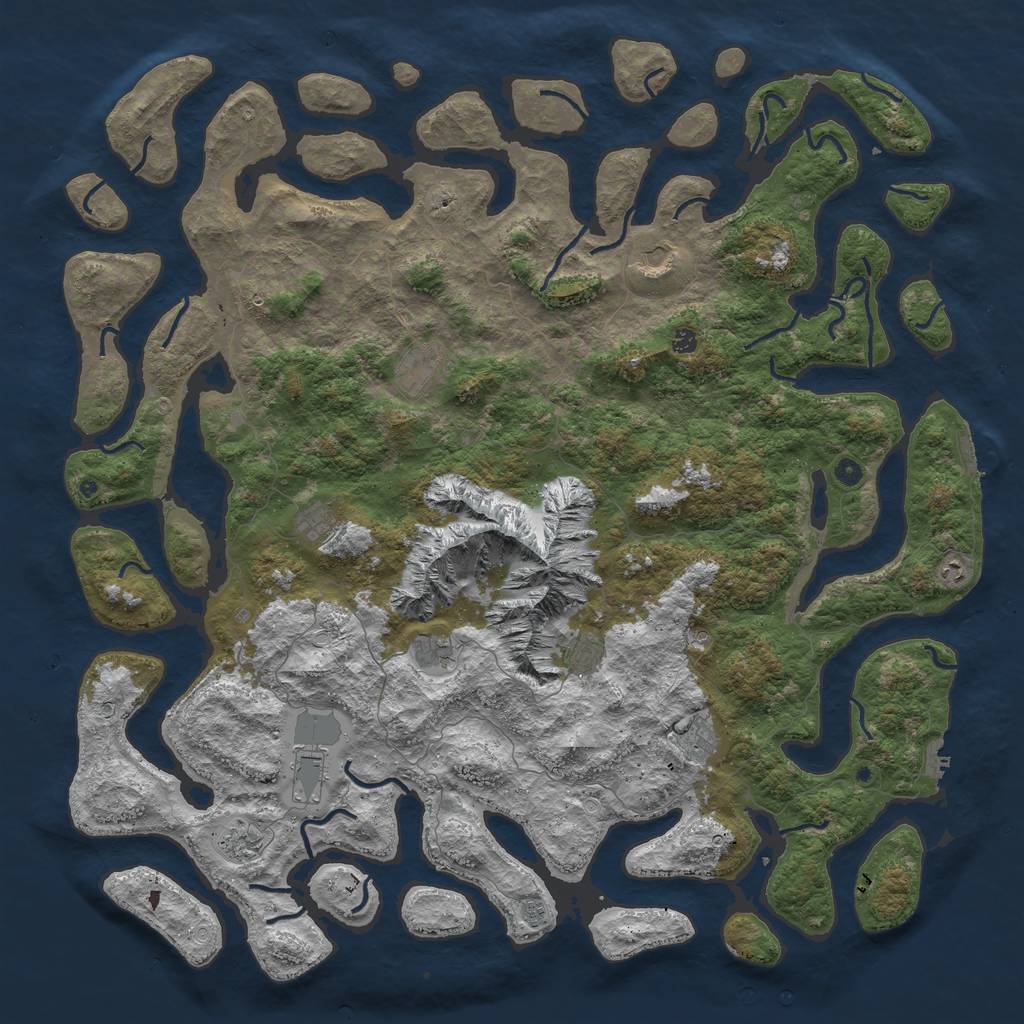 Rust Map: Procedural Map, Size: 6000, Seed: 2567854, 19 Monuments
