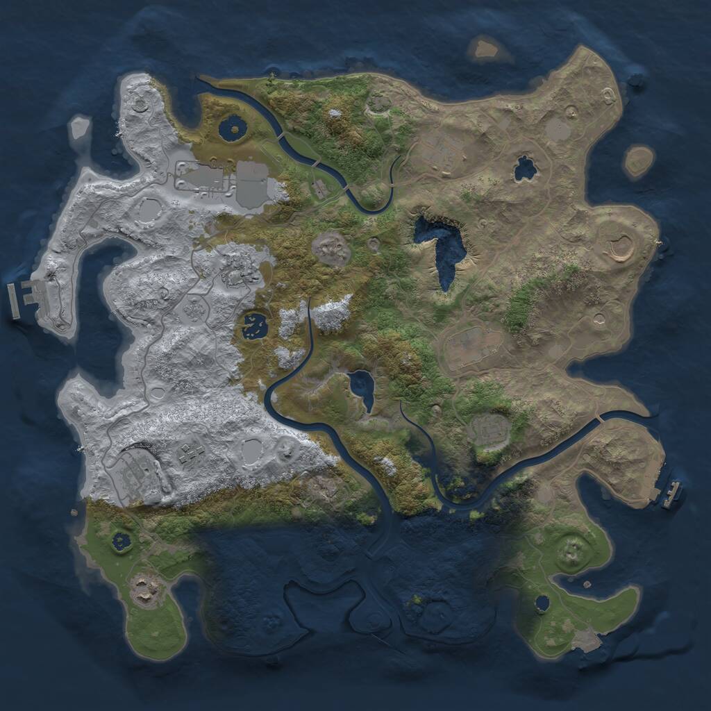 Rust Map: Procedural Map, Size: 4000, Seed: 420777, 16 Monuments