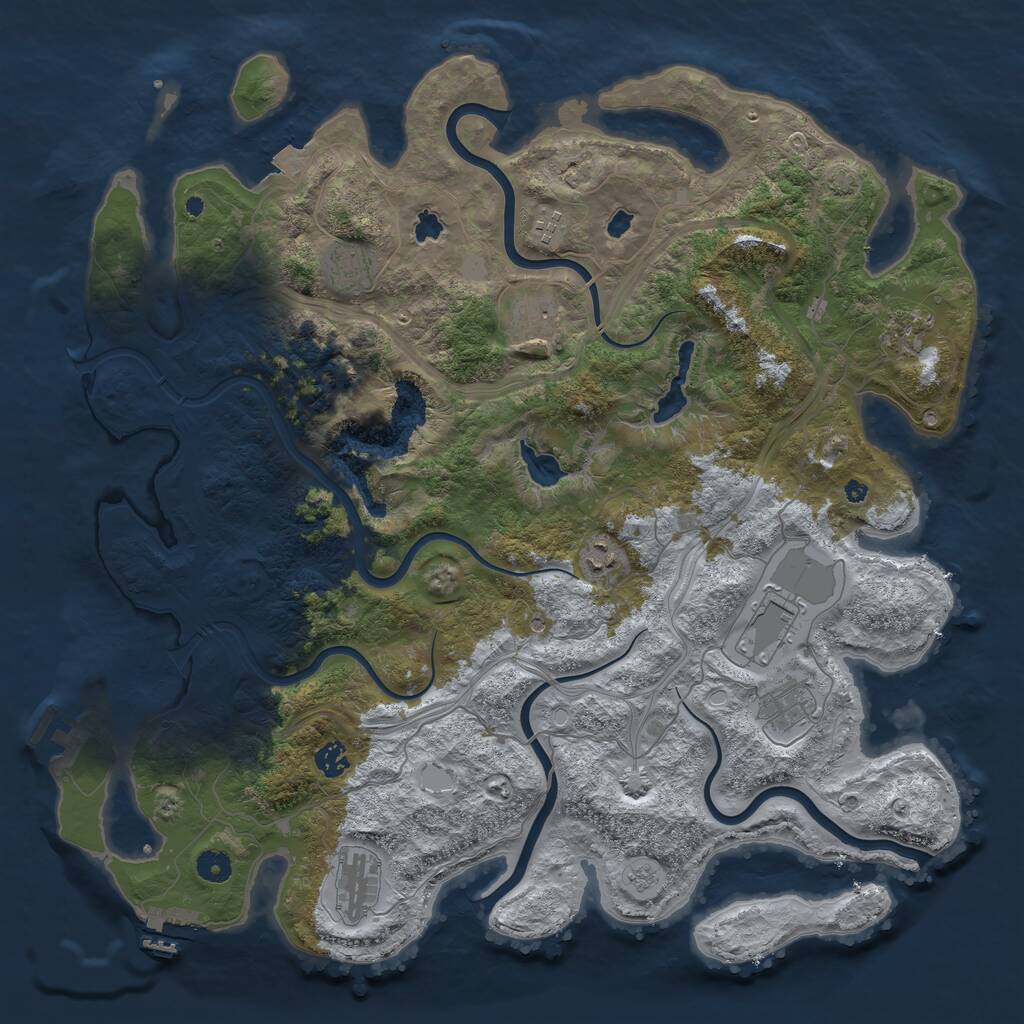 Rust Map: Procedural Map, Size: 4500, Seed: 1203649303, 15 Monuments