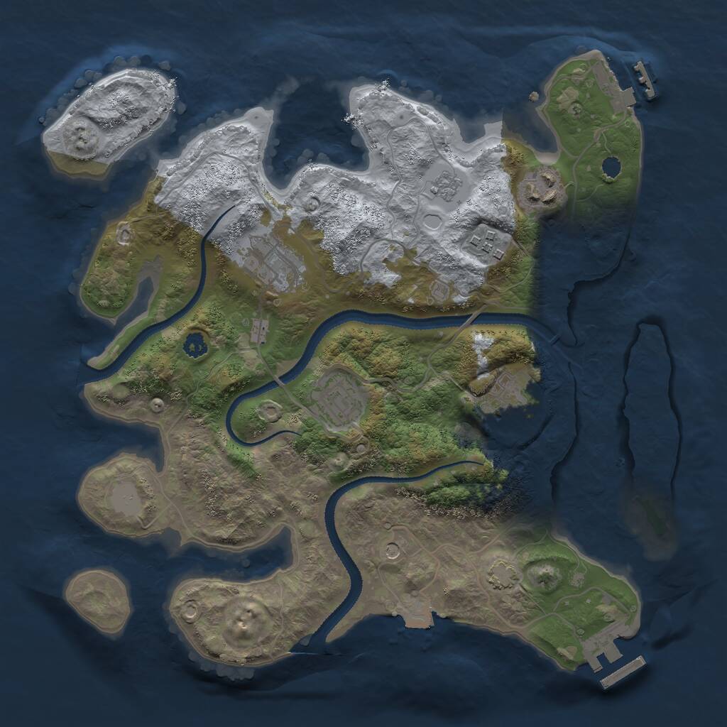 Rust Map: Procedural Map, Size: 3000, Seed: 5367536, 11 Monuments