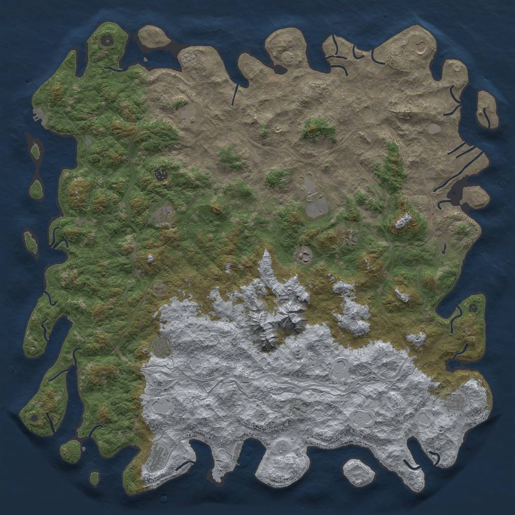 Rust Map: Procedural Map, Size: 6000, Seed: 121913837, 19 Monuments