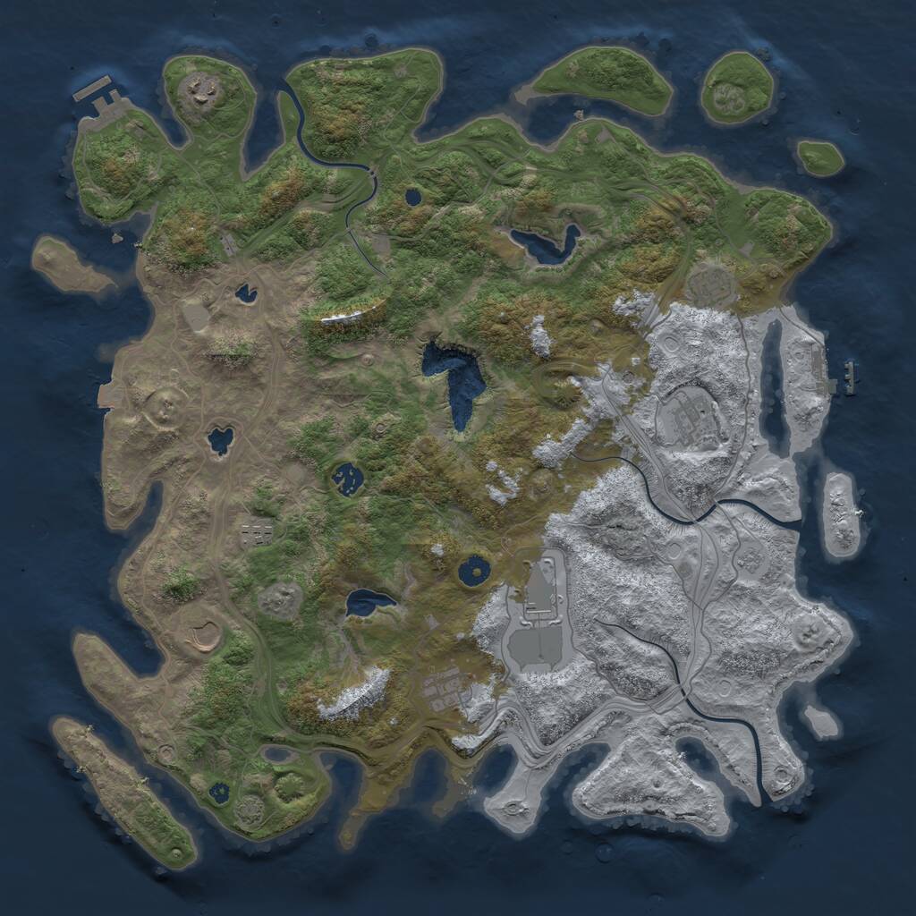 Rust Map: Procedural Map, Size: 4500, Seed: 33322111, 14 Monuments