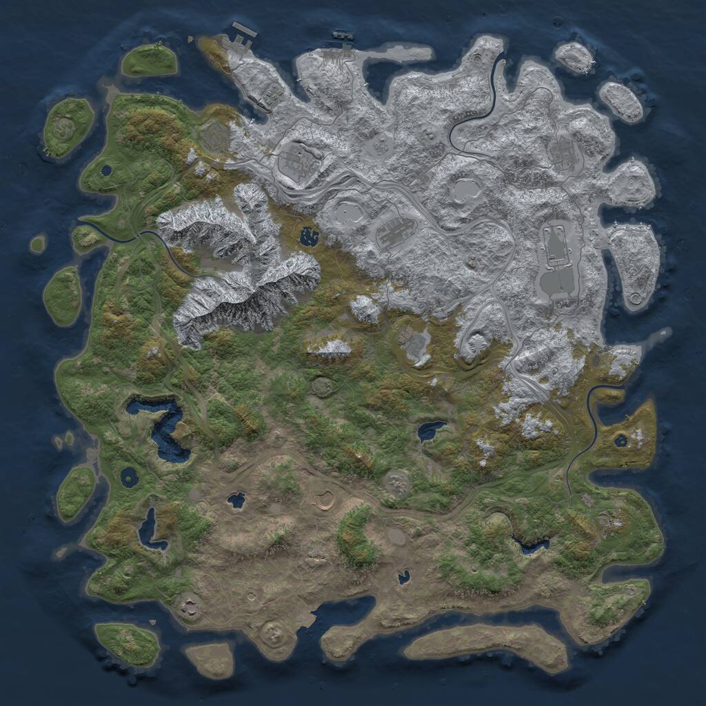 Rust Map: Procedural Map, Size: 5500, Seed: 1078492545, 17 Monuments