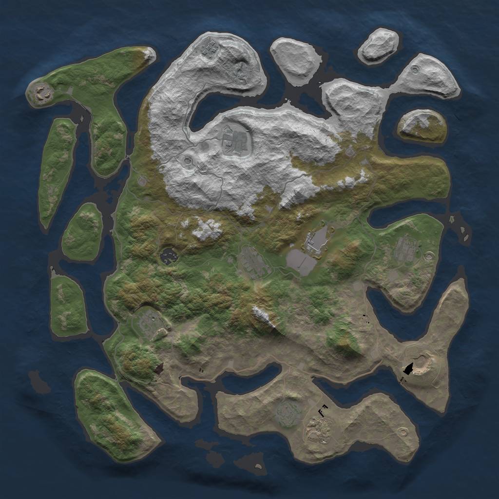 Rust Map: Barren, Size: 4500, Seed: 434, 14 Monuments