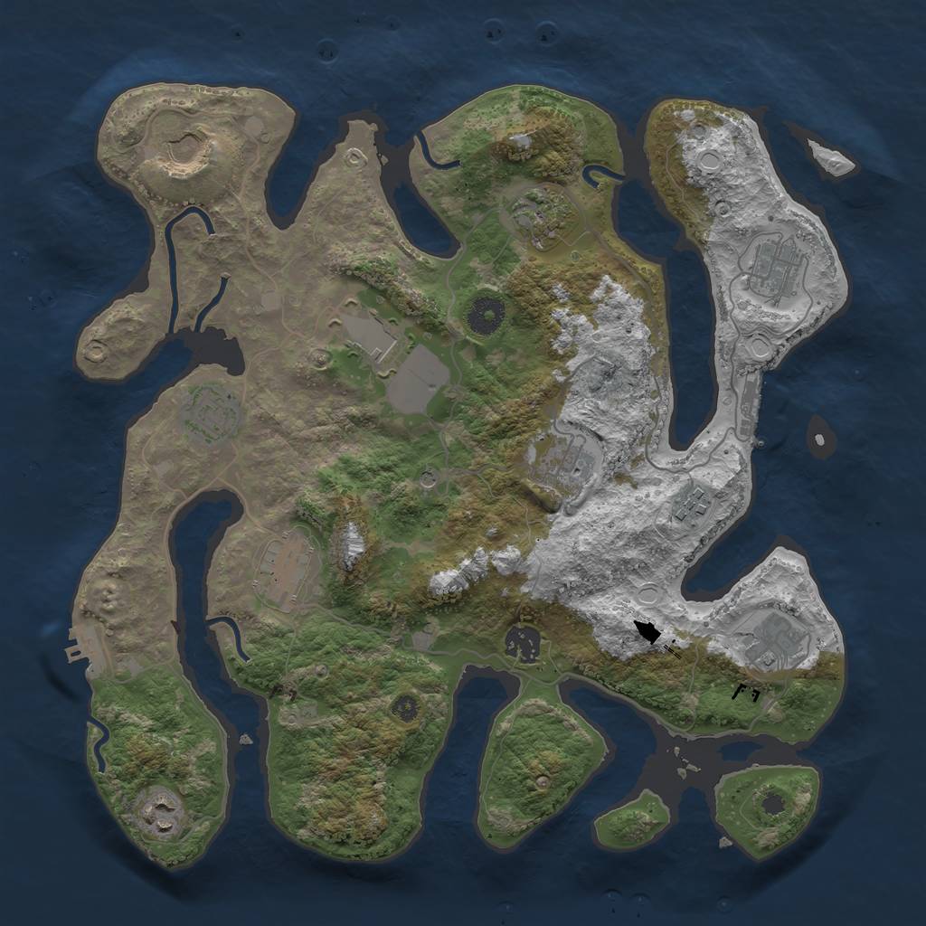 Rust Map: Procedural Map, Size: 3700, Seed: 292946416, 22 Monuments