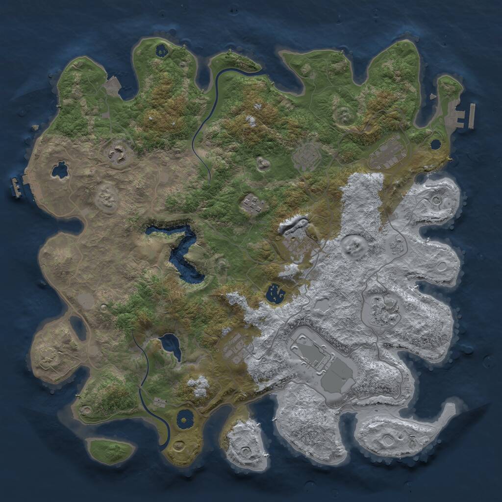 Rust Map: Procedural Map, Size: 4000, Seed: 1239289150, 15 Monuments