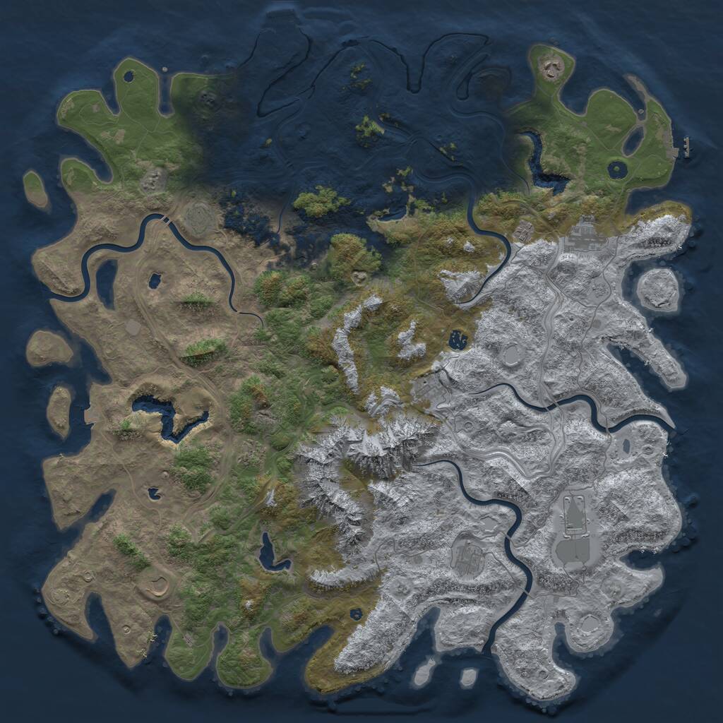 Rust Map: Procedural Map, Size: 5700, Seed: 202665015, 17 Monuments