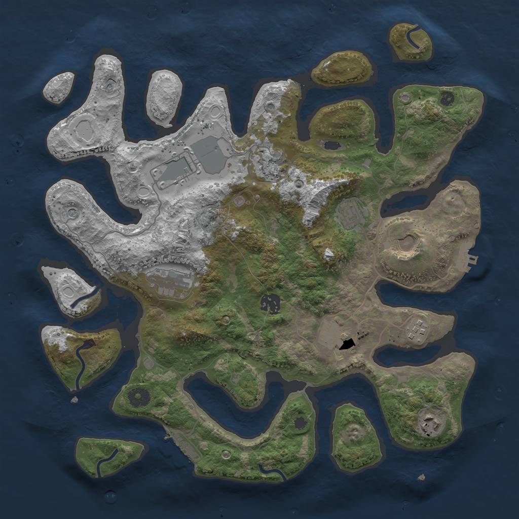 Rust Map: Procedural Map, Size: 3700, Seed: 1023280850, 20 Monuments