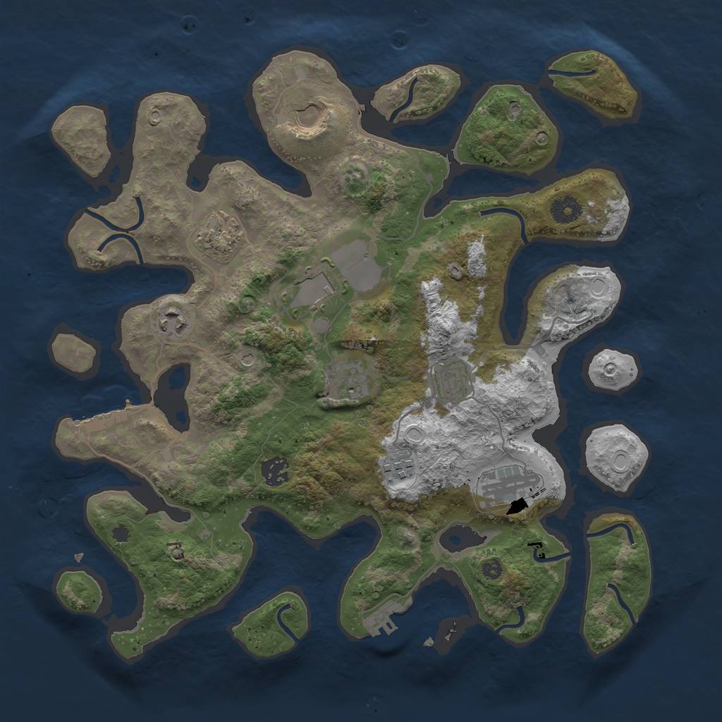 Rust Map: Procedural Map, Size: 3700, Seed: 2124841615, 20 Monuments