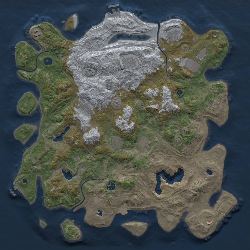 Rust Map: Procedural Map, Size: 4500, Seed: 324236462, 17 Monuments
