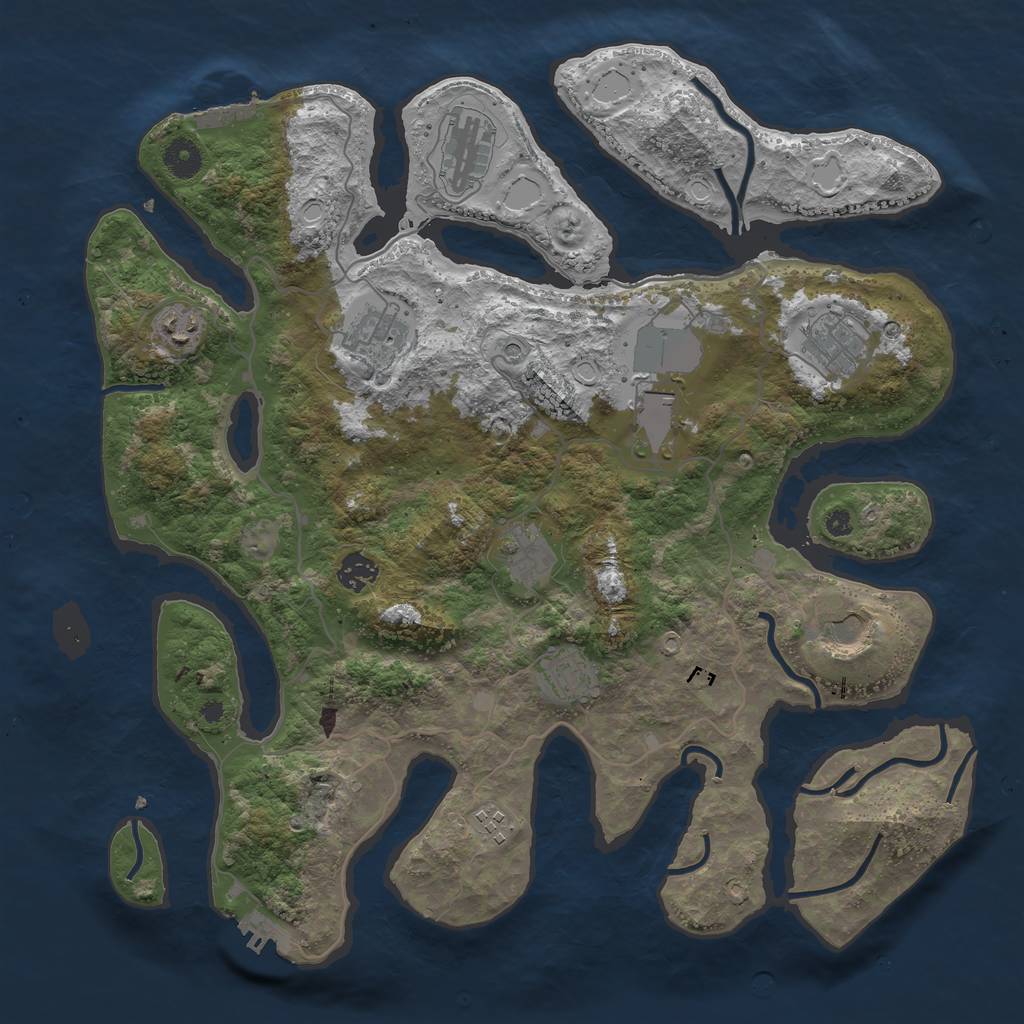 Rust Map: Procedural Map, Size: 4000, Seed: 18575317, 21 Monuments