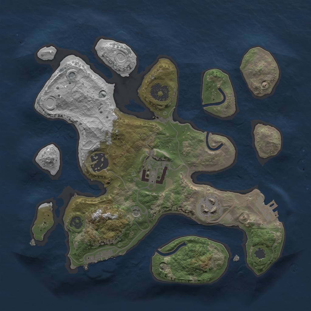 Rust Map: Procedural Map, Size: 2500, Seed: 1002921, 14 Monuments