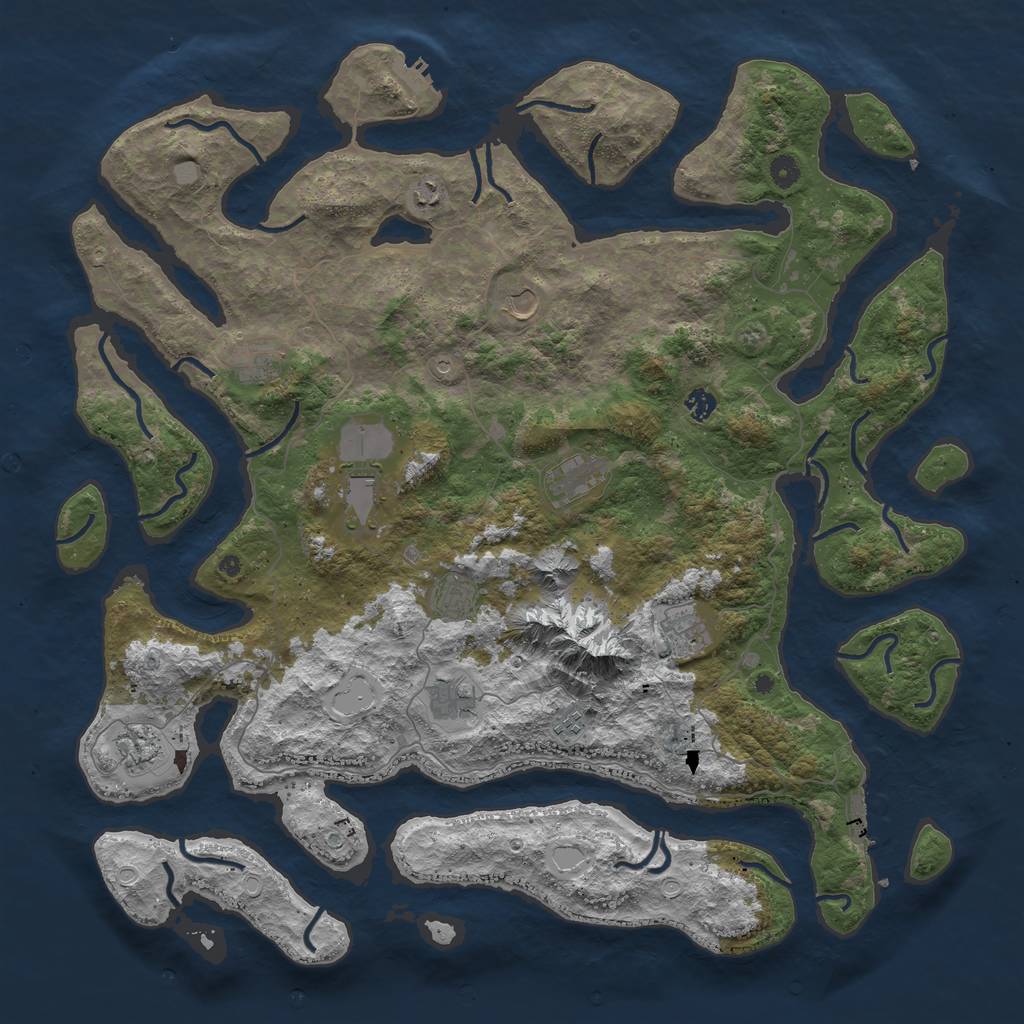 Rust Map: Procedural Map, Size: 5000, Seed: 568568, 19 Monuments