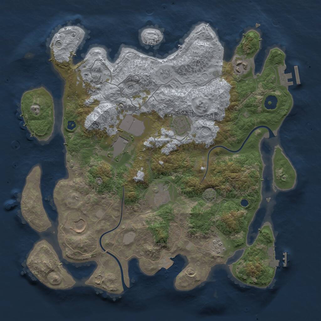 Rust Map: Procedural Map, Size: 3500, Seed: 12201, 13 Monuments