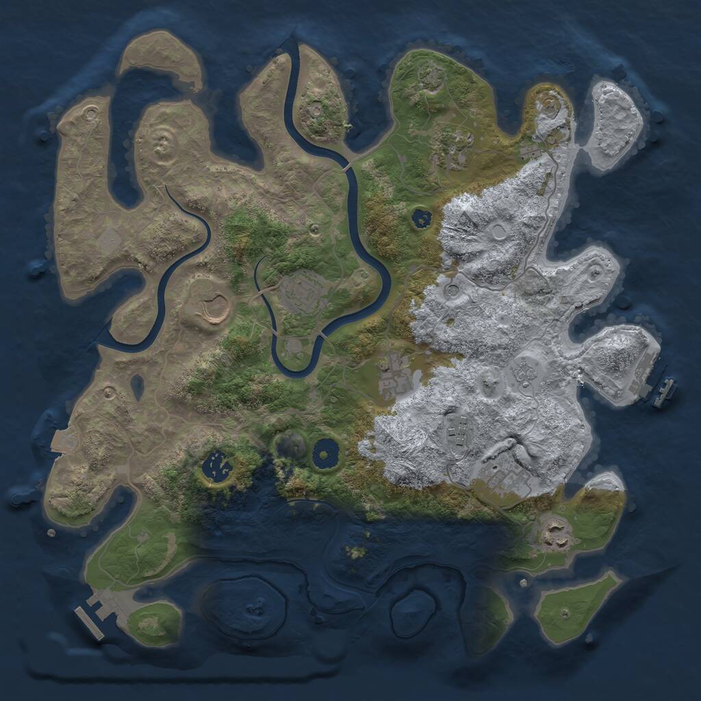 Rust Map: Procedural Map, Size: 3600, Seed: 38540, 14 Monuments