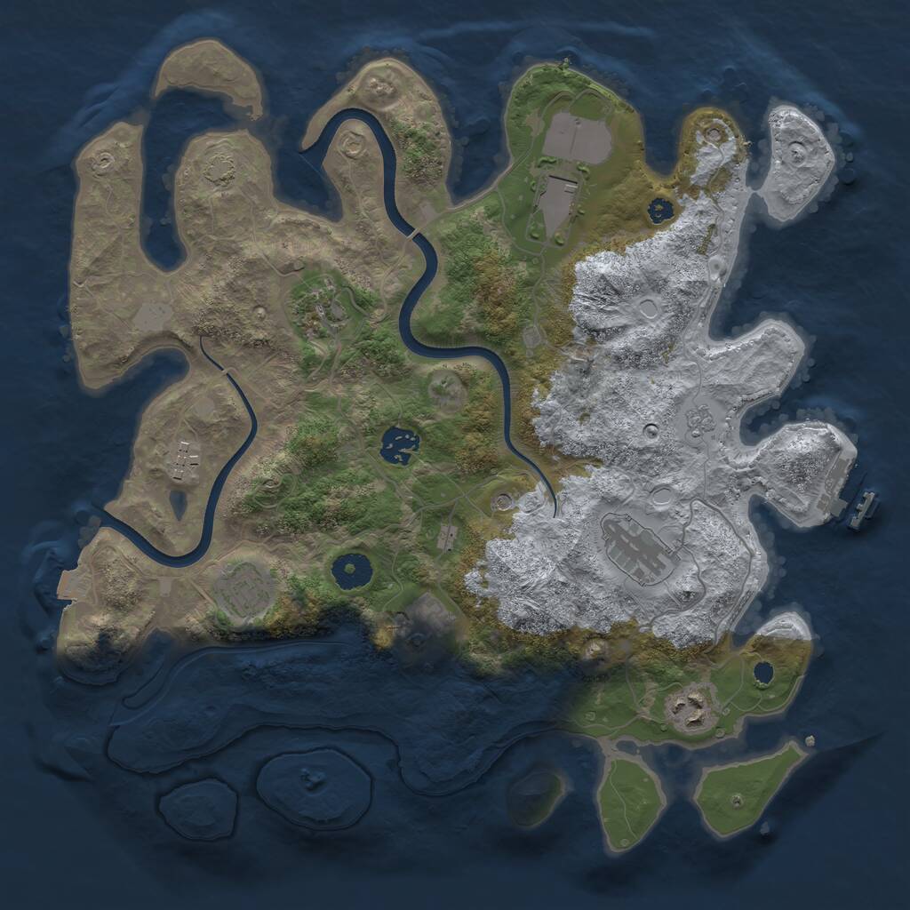 Rust Map: Procedural Map, Size: 3600, Seed: 38540, 13 Monuments
