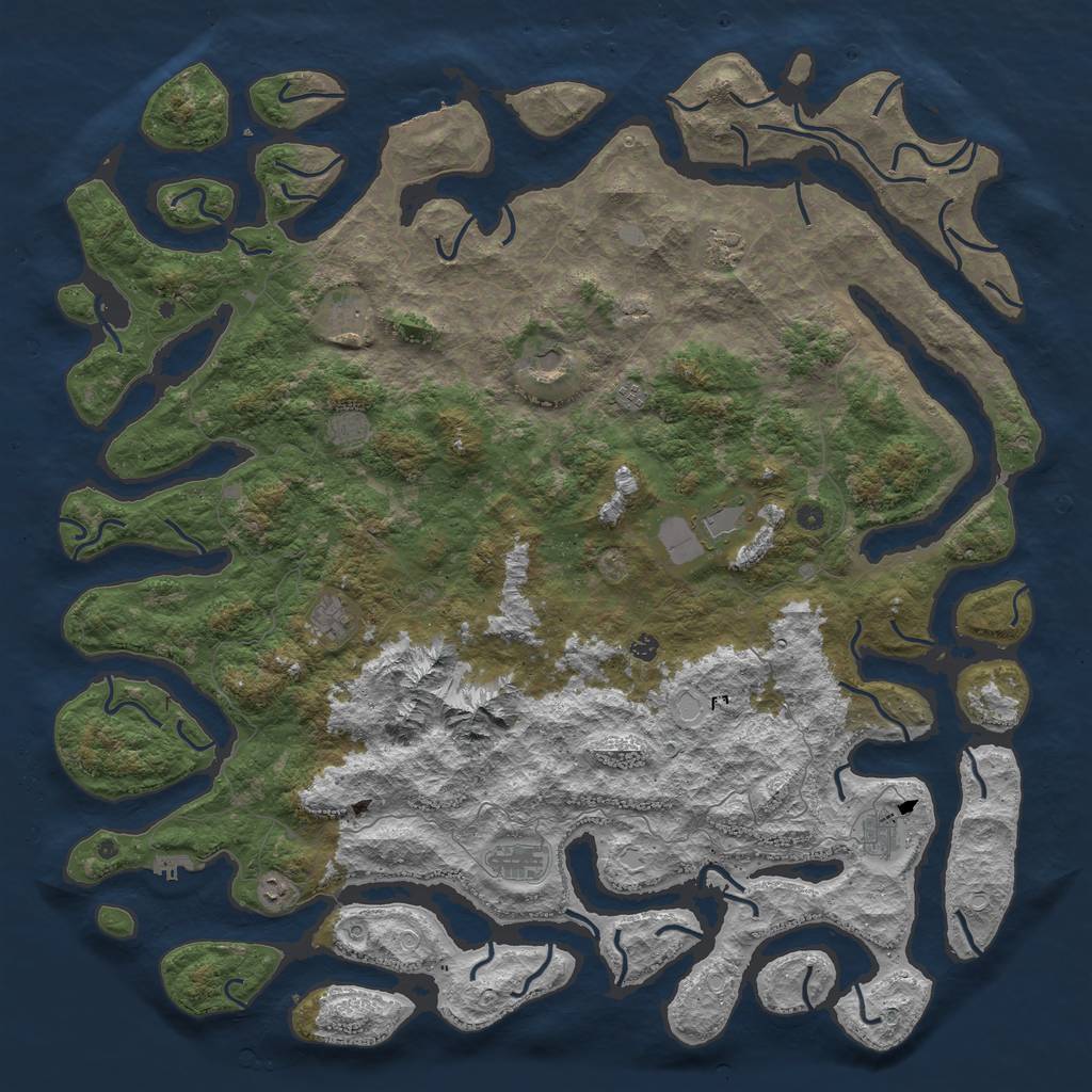 Rust Map: Procedural Map, Size: 6000, Seed: 33941628, 19 Monuments