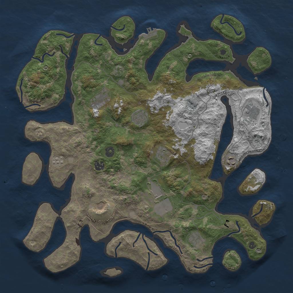 Rust Map: Procedural Map, Size: 4250, Seed: 694791515, 17 Monuments