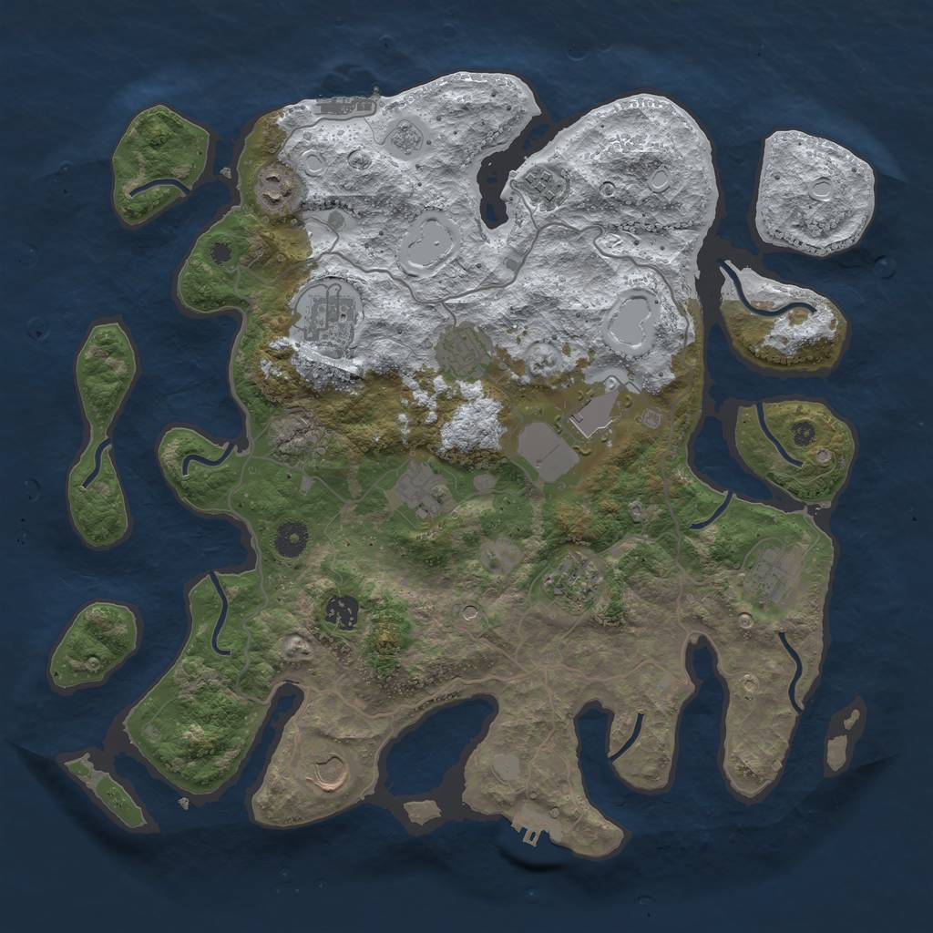 Rust Map: Procedural Map, Size: 4000, Seed: 105412666, 19 Monuments