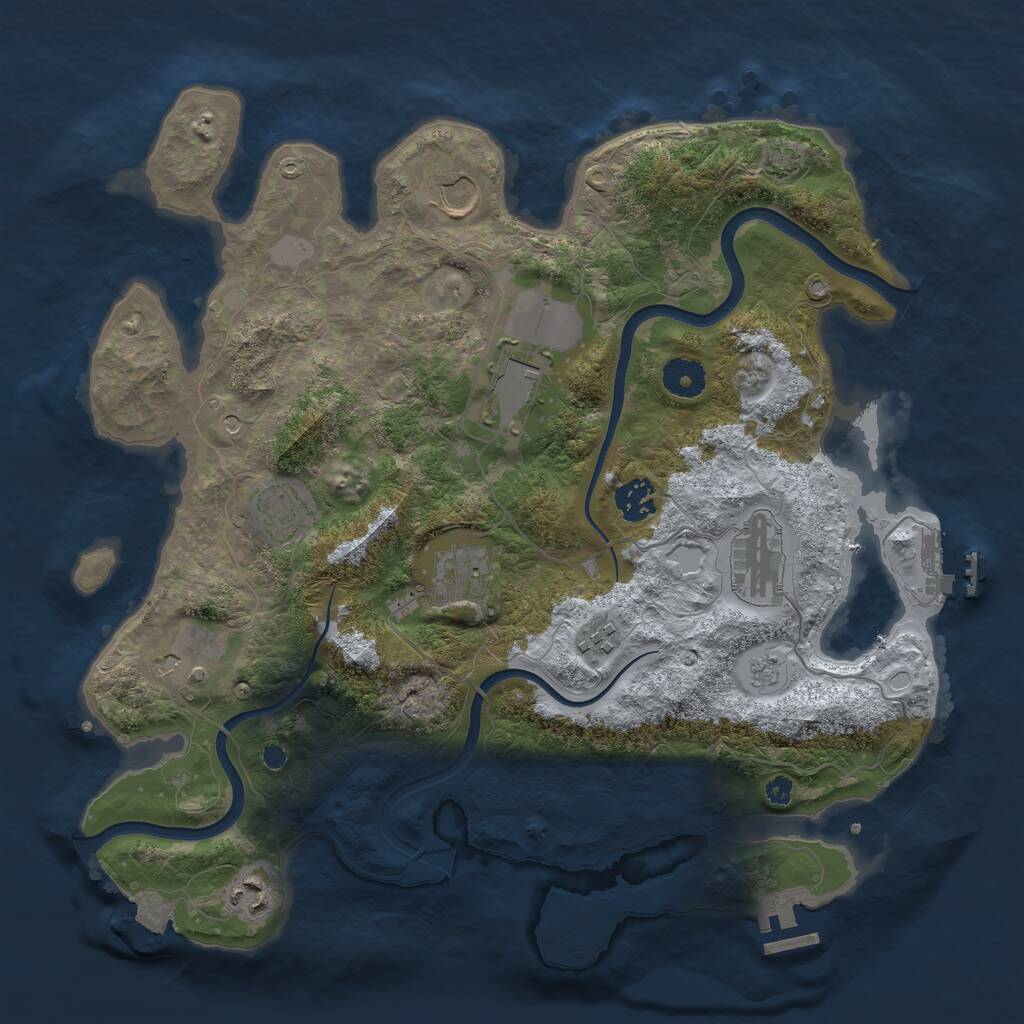 Rust Map: Procedural Map, Size: 3700, Seed: 64, 15 Monuments