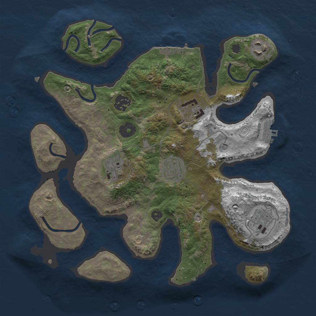 Rust Map: Procedural Map, Size: 3000, Seed: 279935, 17 Monuments