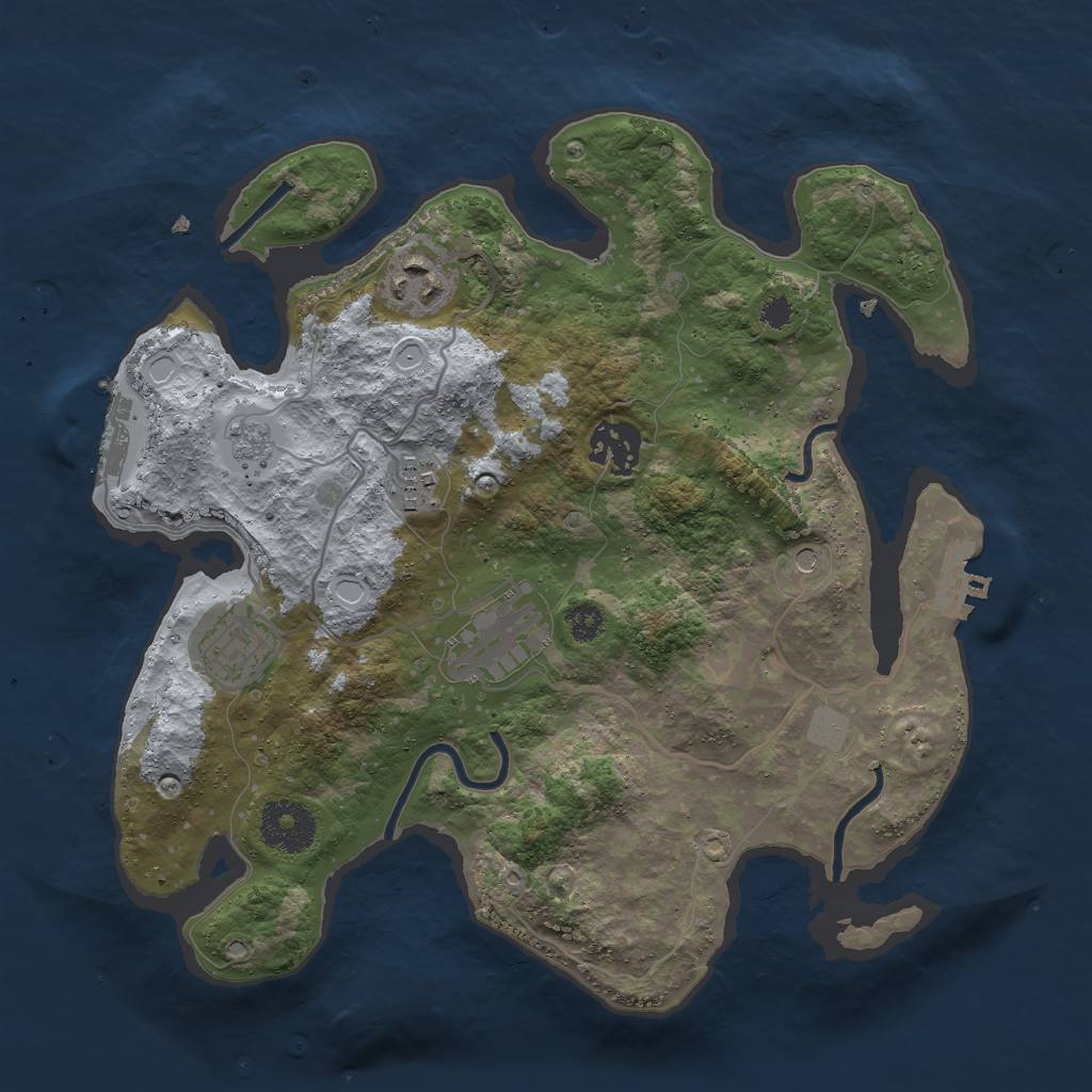 Rust Map: Procedural Map, Size: 3000, Seed: 65785, 14 Monuments